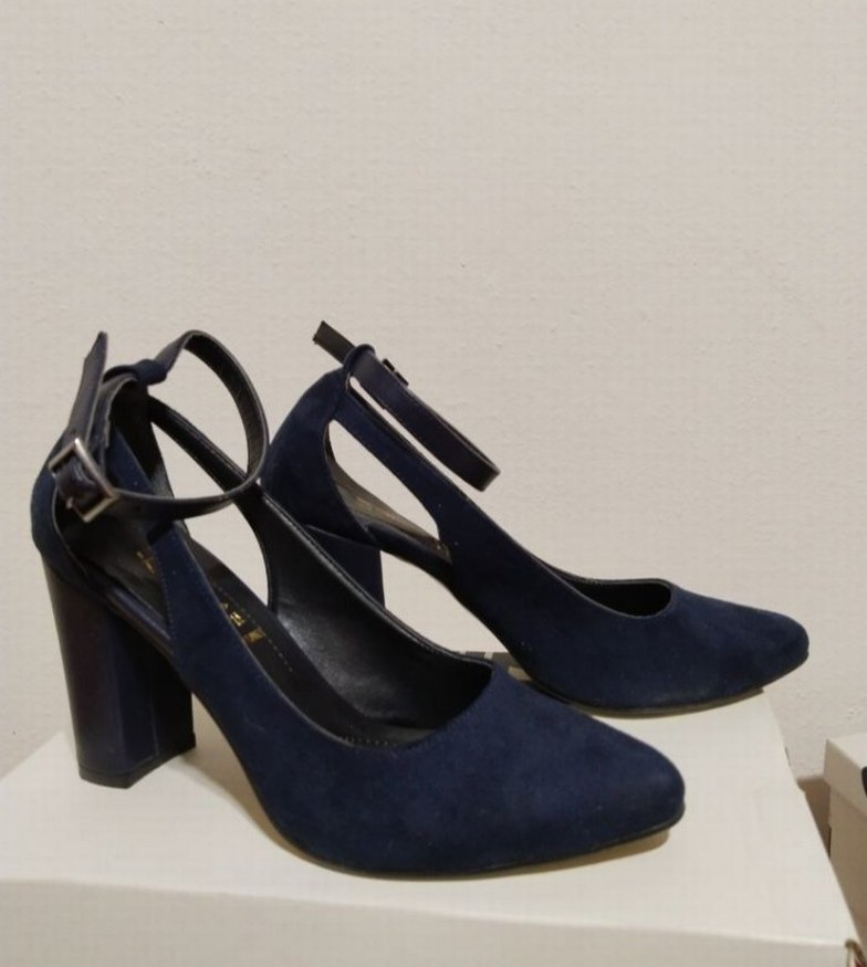 Lacivert Kadın Klasik Topuklu Süit Ayakkabı - Görsel 2