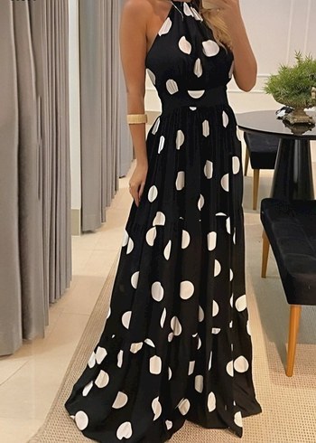 İnce askılı krep elbise - Görsel 5