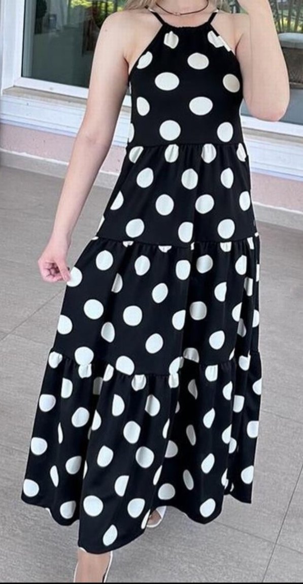 İnce askılı krep elbise - Görsel 3