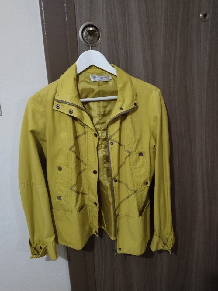 Sarı Dik Yaka Mevsimlik Kadın Ceket  36 Beden - Görsel 2