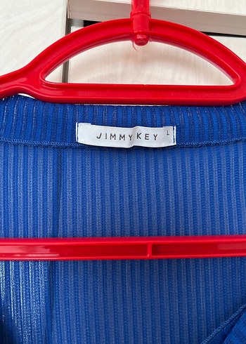 Jimmy Key Mavi Pileli Kolsuz Straplez Bluz