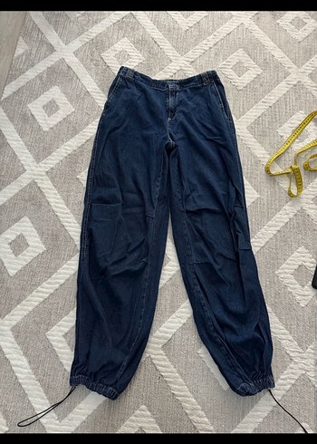 Lacivert Kadın Denim Bol Kesim Pantolon