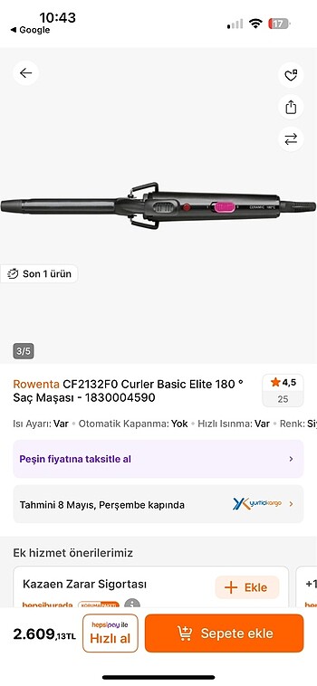 Rowenta elite saç maşası