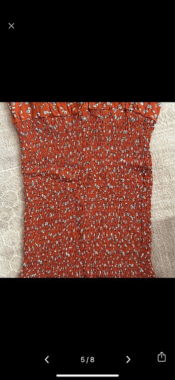 m Beden turuncu Renk Mini çiçekli elbise