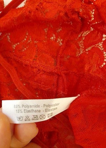 Kırmızı Desenli İnce Askılı Kadın Gecelik - Görsel 5