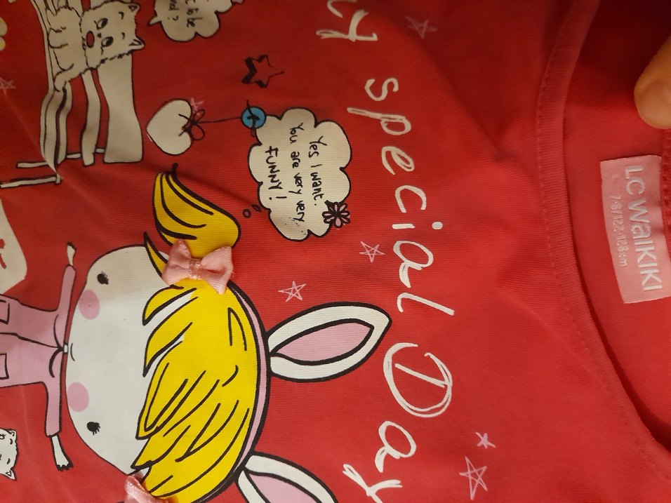 Kız Çocuk Kırmızı Baskılı Tişört 7-8 yaş lc waikiki - Görsel 2