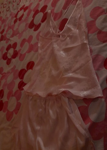 Pembe Saten Şortlu Kadın Gecelik-M beden temiz - Görsel 6
