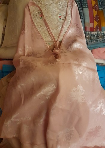 Pembe Saten Şortlu Kadın Gecelik-M beden temiz - Görsel 2