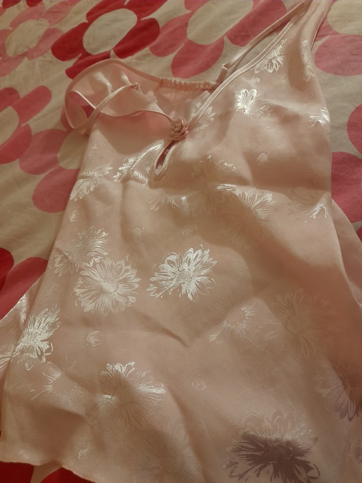 Pembe Saten Şortlu Kadın Gecelik-M beden temiz - Görsel 4