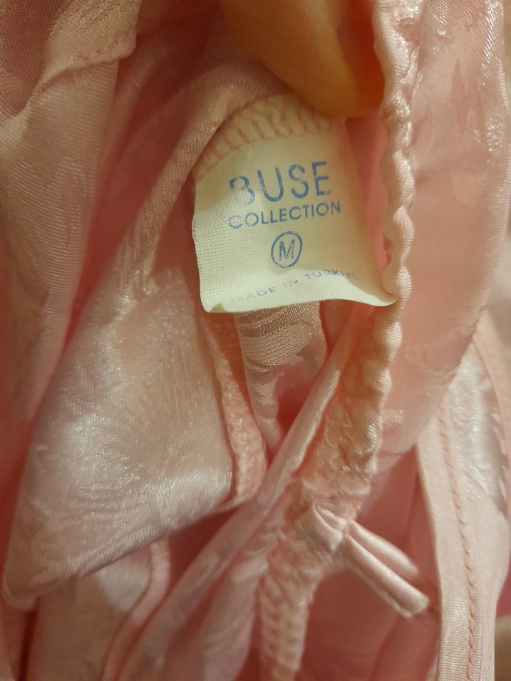 Pembe Saten Şortlu Kadın Gecelik-M beden temiz - Görsel 3