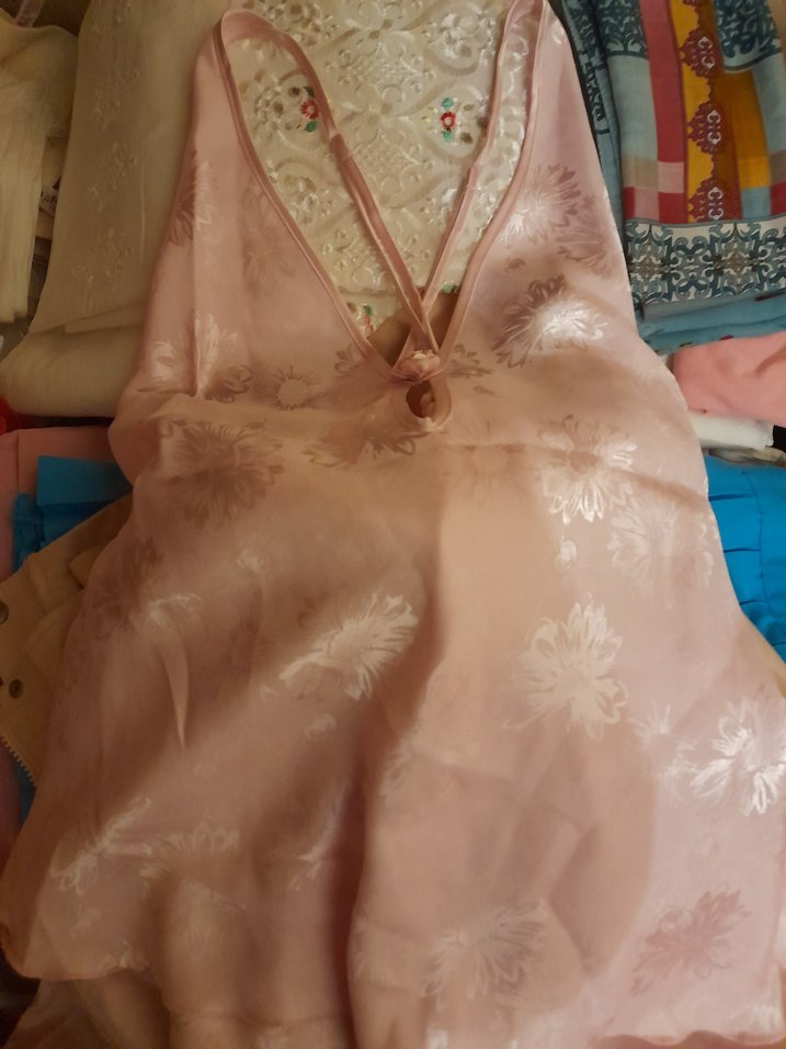 Pembe Saten Şortlu Kadın Gecelik-M beden temiz - Görsel 2