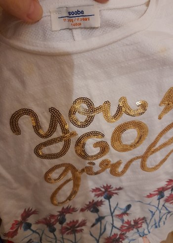 Kız Çocuk Beyaz Baskılı Bluz-11 yaş Soobe temiz - Görsel 2