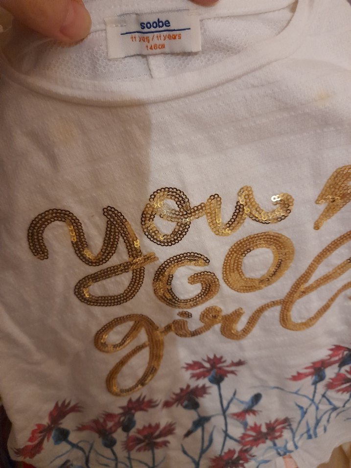 Kız Çocuk Beyaz Baskılı Bluz-11 yaş Soobe temiz - Görsel 2