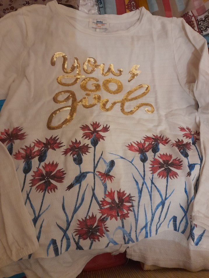 Kız Çocuk Beyaz Baskılı Bluz-11 yaş Soobe temiz - Görsel 3