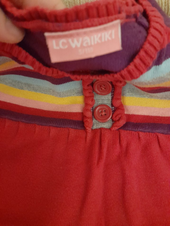 Çok Renkli Nakışlı Kız Elbisesi-3 yaş temiz triko - Görsel 2