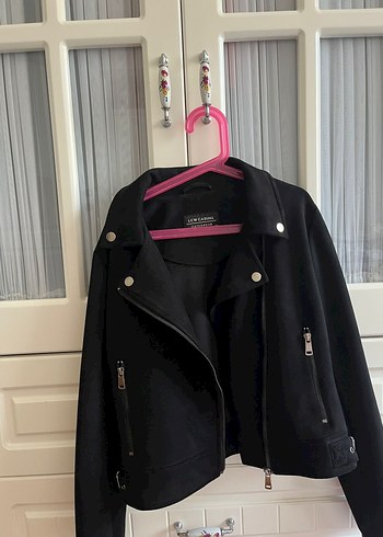 Siyah Kadın Biker Deri Ceket - Görsel 2