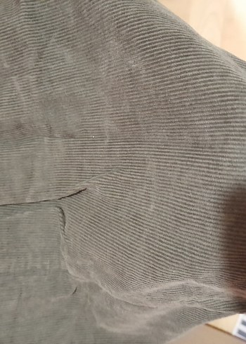 Haki kadife fitili,ucu fistolu,beli lastikli-9-10 yaş etek - Görsel 2