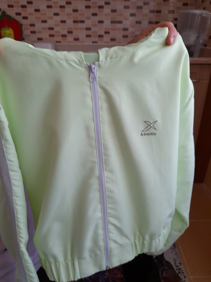 Kadın Yeşil V-Yaka Fermuarlı Ceket,yağmurluk,xs kinetix - Görsel 2