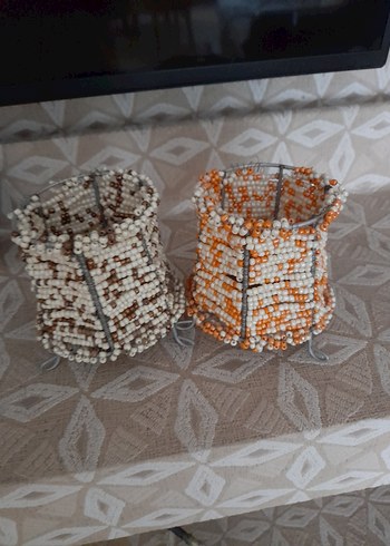 Boncuklu metal şamdan - Görsel 2