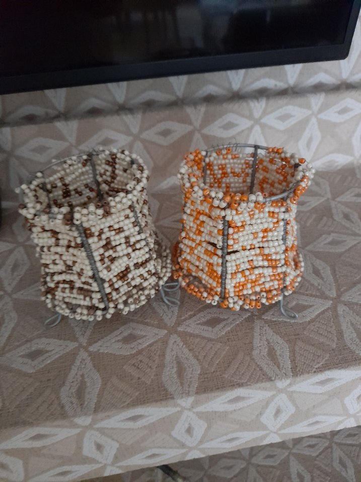 Boncuklu metal şamdan - Görsel 2