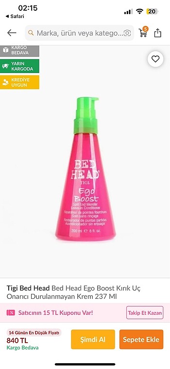 Beden Renk TIGI Bed Head Ego Boost Saç Kremi Serumu