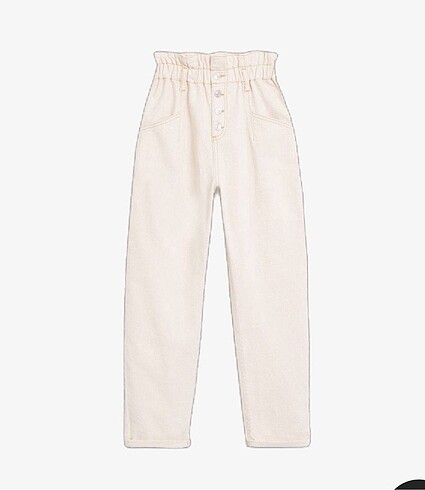 Zara Krem Bej Paperbag Kumaş Pantolon