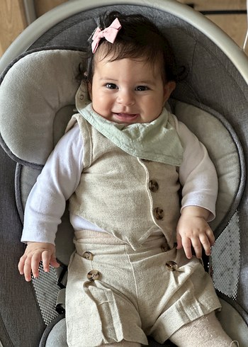 Düğmeli Gri Pamuklu Bebek takım - Görsel 2