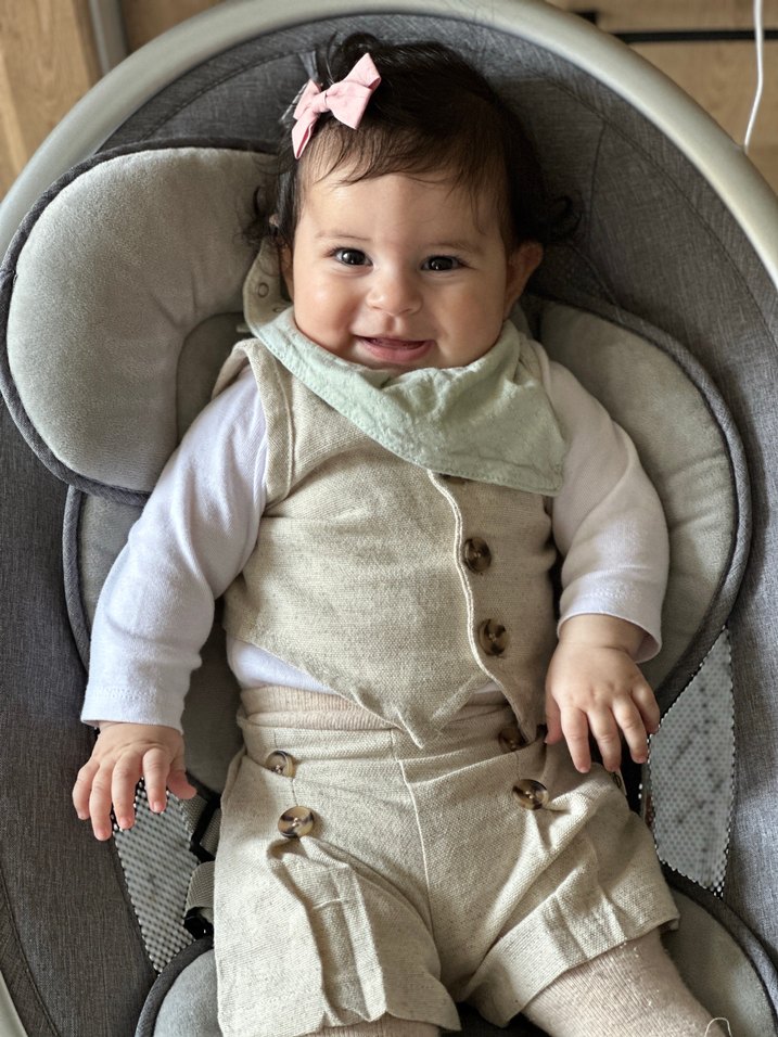 Düğmeli Gri Pamuklu Bebek takım - Görsel 2