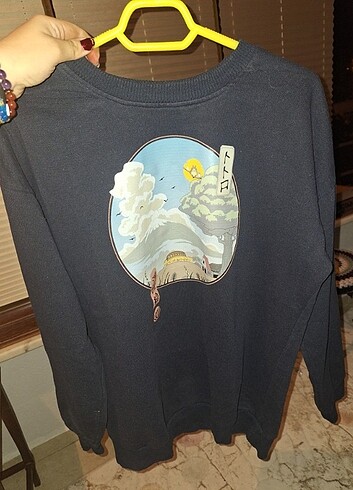 Lacivert desenli sweatshirt