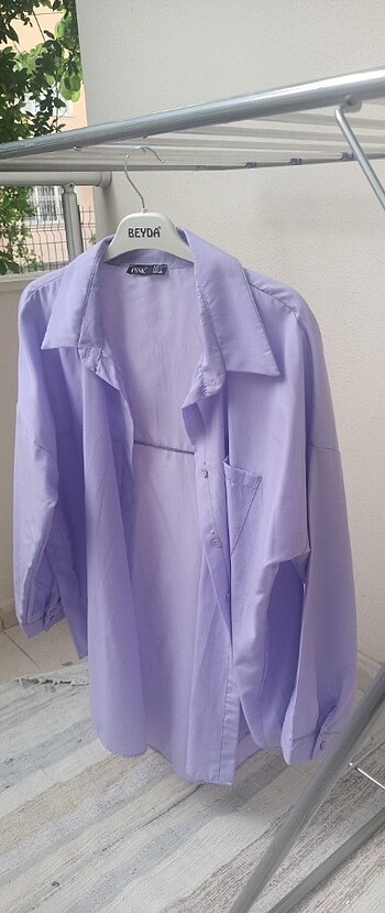 Lila renkli oversize gömlek 