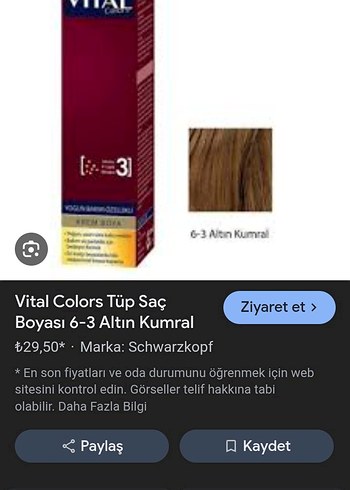 Vital Tüp Saç Boyası 6.3 Altın Kumral sıfır - Görsel 2