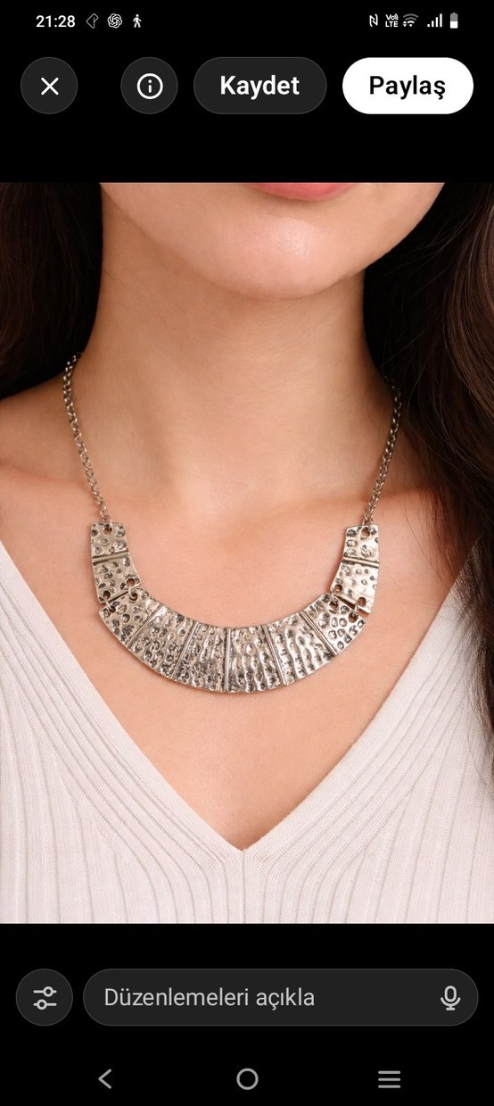 Bohem Zincir Detaylı Gri Kadın Kolye - Görsel 2