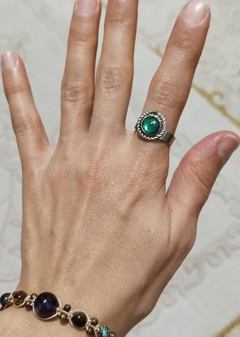 Turkuaz Taşlı Boncuklu Bohem Kadın Yüzük - Görsel 5