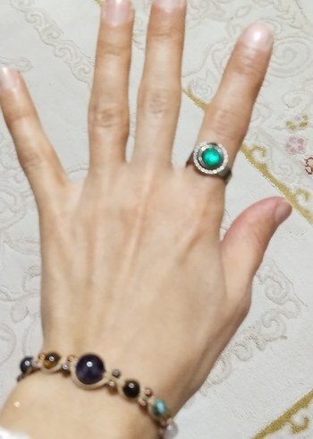 Turkuaz Taşlı Boncuklu Bohem Kadın Yüzük - Görsel 2
