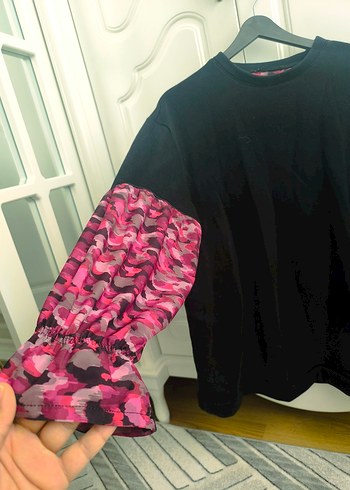 Pembe Desenli Volanlı Sweatshirt - Görsel 3