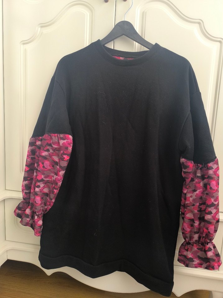 Pembe Desenli Volanlı Sweatshirt - Görsel 2