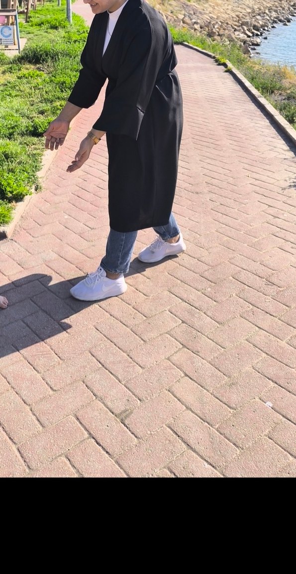 Siyah Midi Kadın Kimono, Yüksek Yakalı, Salaş - Görsel 3