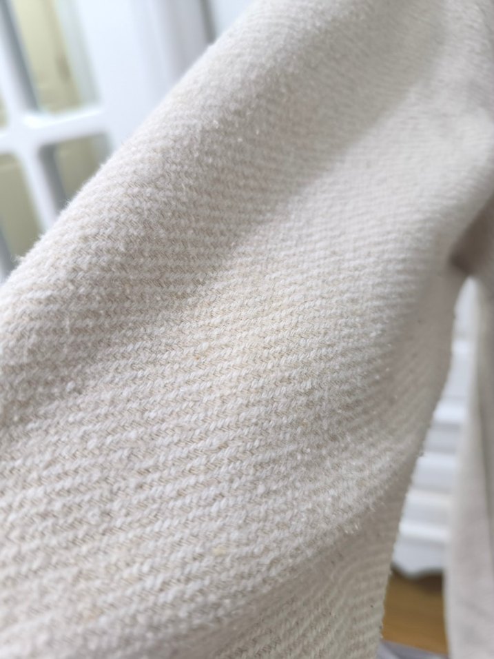 Bej Düğmeli Midi Kadın Keten Kaban - Görsel 4