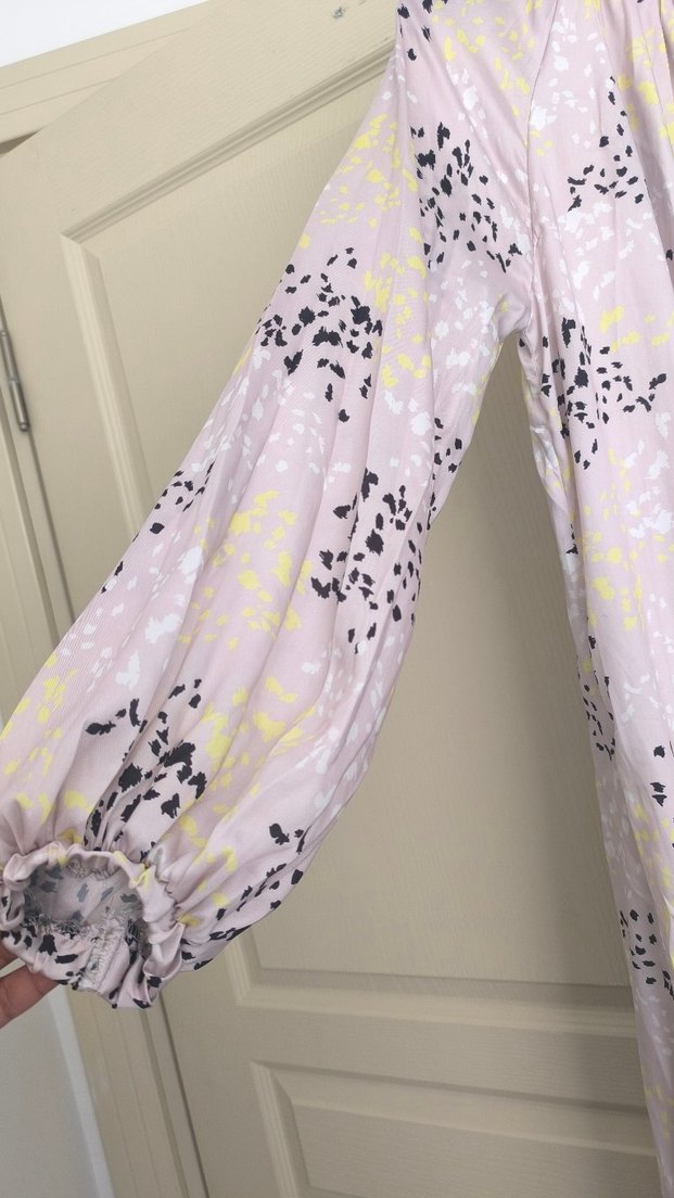 Bohem Yüksek Yakalı Uzun Kollu Uzun Elbise - Görsel 3