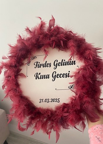 Bordo Kürklü Bohem Gelin Aksesuarı