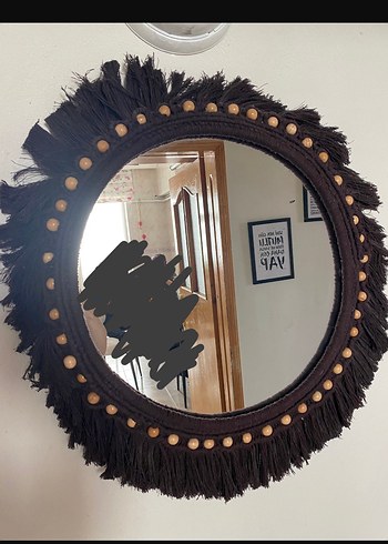 Zara Home Kahverengi Püsküllü Yuvarlak Ayna