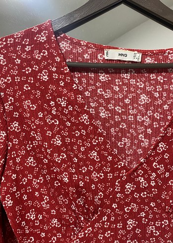 Mango Kırmızı Uzun Kollu Mini Bohem Elbise - Görsel 2