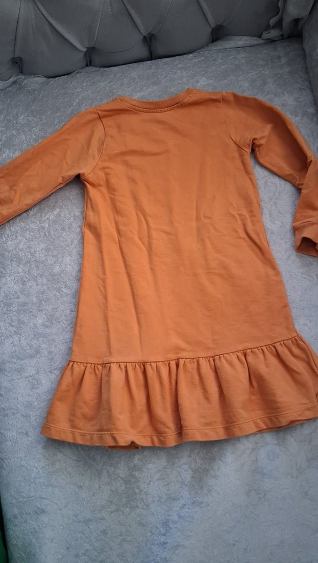 Uzun Kollu Kahverengi Kız Elbisesi - Görsel 2