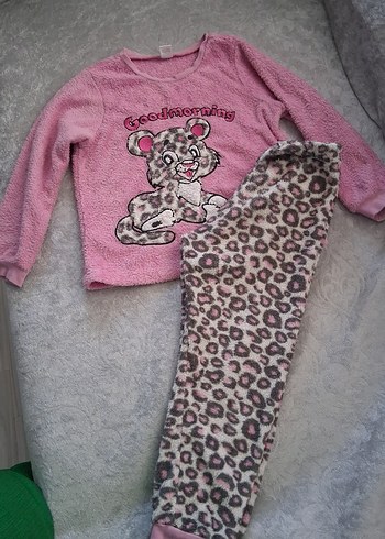 Leopar Desenli Pembe Peluş Bebek Kız Takımı - Görsel 2