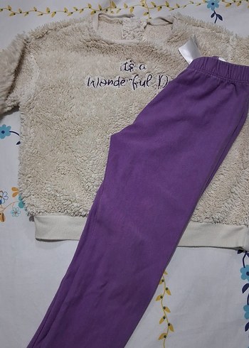 Kız Çocuk Beyaz Peluş Sweatshirt - Görsel 2