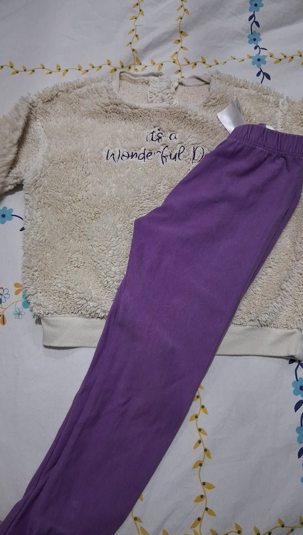 Kız Çocuk Beyaz Peluş Sweatshirt - Görsel 2