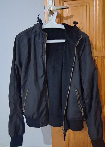 Siyah Fermuarlı Midi Streetwear Kadın Ceket - Görsel 2