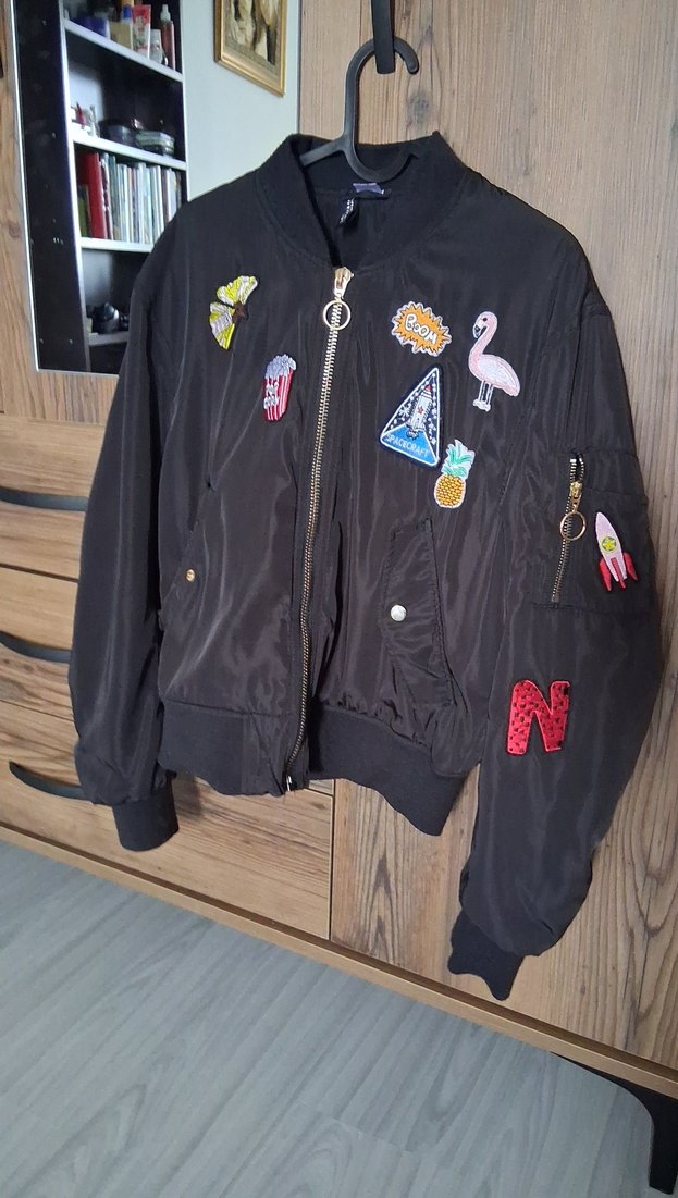 Nakışlı Siyah Street Wear Kadın Ceket - Görsel 2