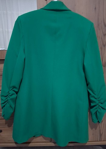 Kadın Yeşil Düğmeli Midi Blazer Ceket - Görsel 2