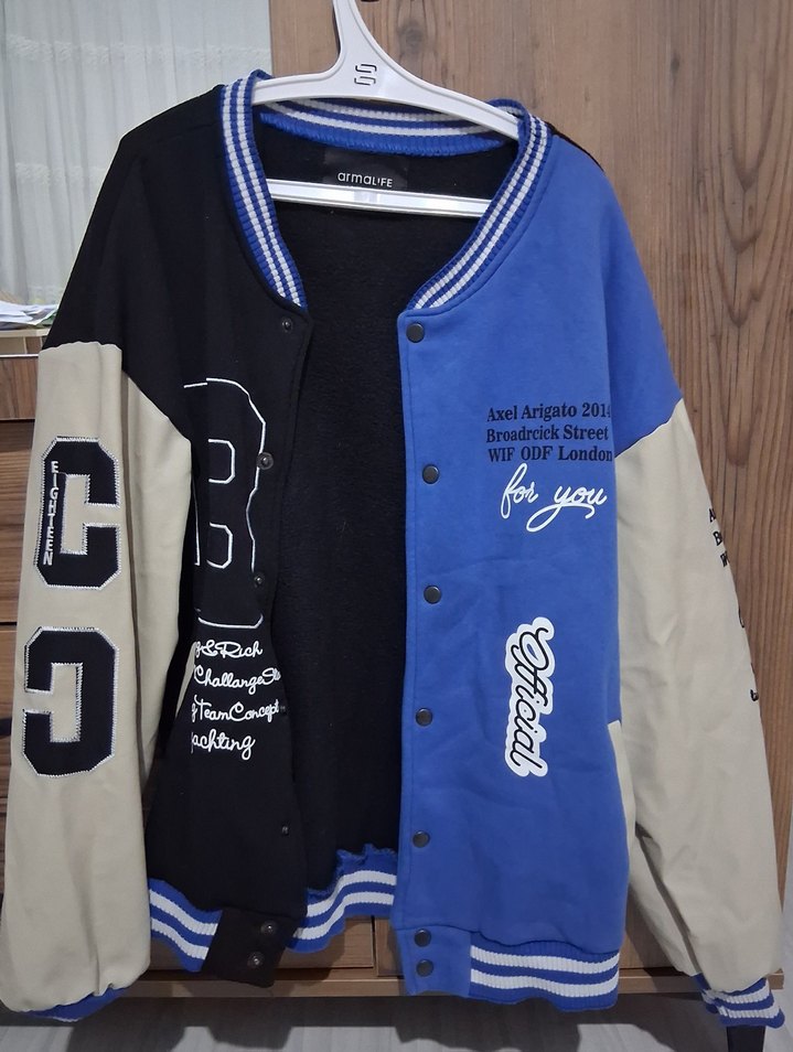 Baskılı Mavi Düğmeli Ceket - Görsel 5